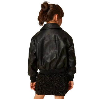 TWINSET Bomber Nero In Ecopelle 262GJ2010 Per Bambina