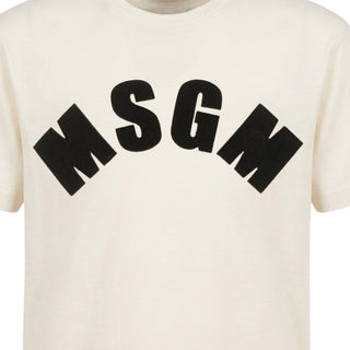 MSGM T-shirt Avorio Con Logo Nero F6MSJGTH096/013/05 Per Bambini