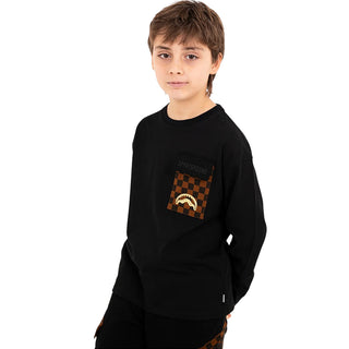 SPRAYGROUND T-shirt Nera A Maniche Lunghe SPY1570BLK Per Bambino