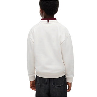 Tommy Hilfiger Felpa Girocollo Avorio Con Logo KB0KB10631-YBHJ Per Bambino