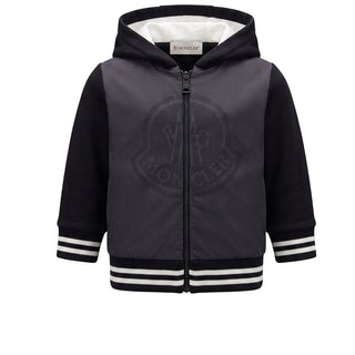 Moncler Felpa Nera Con Zip E Cappuccio Per Neonato G29518G72020