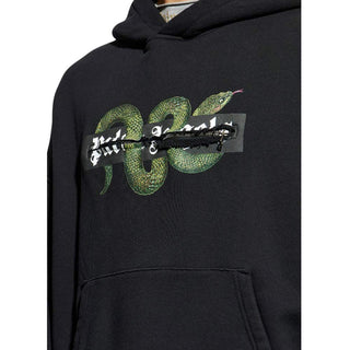 Palm Angels Felpa nera in cotone con cappuccio e stampa PMBB17GF25FLE0021055