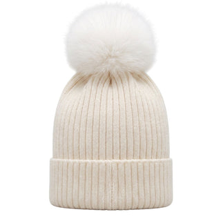 Moncler Cappello Avorio In Lana Con Pompon L29543B00007-030 Per Bambini
