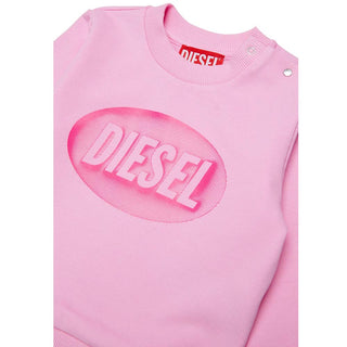Diesel Felpa Rosa In Cotone Con Logo K00848-KYAVF-K39G Per Neonata