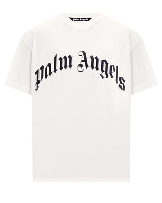 Palm Angels T-shirt bianca in jersey con logo PMAA109F25JER0030310