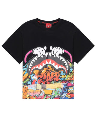 SPRAYGROUND T-shirt nera in jersey con stampa SPY1238BLK