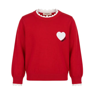 TWINSET Maglia Rossa In Misto Viscosa Con Cuore 262GB3041 Per Bambina