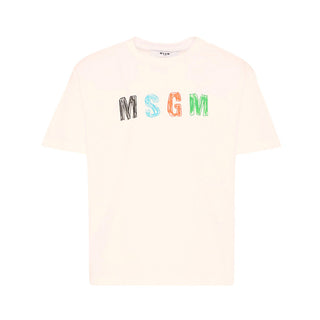 Msgm T-shirt A Maniche Corte Panna Con Logo S6MSJBTH232/013