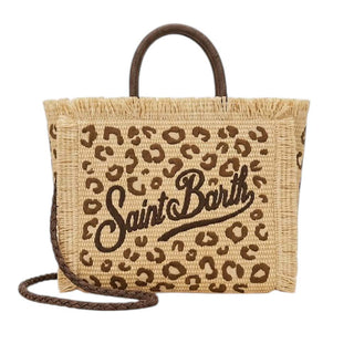 Mc2 Saint Barth Borsa Colette In Tessuto Effetto Paglia Con Motivo Leopardato COL0017/00349L