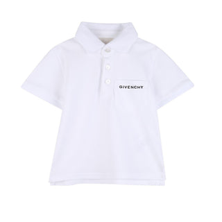 Givenchy Polo Bianca In Piqué Per Neonato H31204/10P