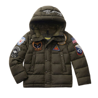 Blauer Giubbino trapuntato con toppe 23WBLKC02546