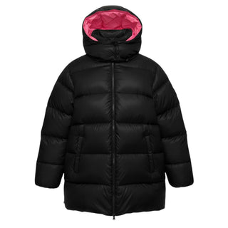 Ermanno Scervino Giubbino trapuntato nero con cappuccio e logo ESGB024C