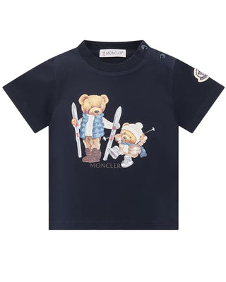 Moncler T-shirt blu navy in jersey con stampa K29518C00008B