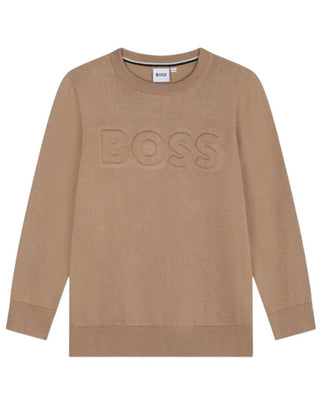 Hugo Boss Maglia beige in cotone con logo J51172