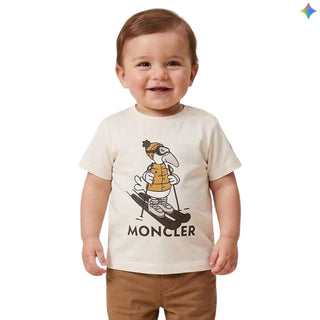 Moncler T-shirt Avorio Con Stampa L29518C00011-034 Per Neonato