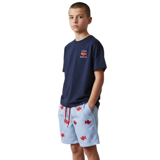 Mc2 Saint Barth Costume Jean A Righe Azzurre E Ricamo Pesci Per Bambino JEA0011/00603L