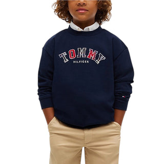Tommy Hilfiger T-shirt Blu A Maniche Lunghe Con Logo KB0KB10651-C1GJ Per Bambino