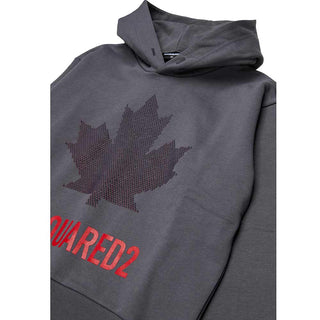 Dsquared2 Felpa Grigia Con Cappuccio E Stampa DQ3435-D0AJ6-DQ913 Per Bambino