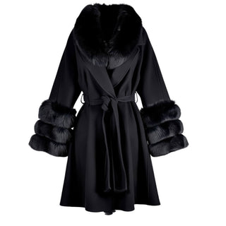 Regina Cappotto In Cashmere 12003N Con Finitura in Vera Pelliccia