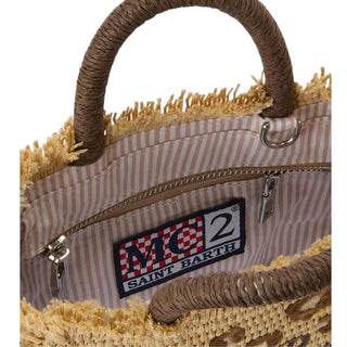 Mc2 Saint Barth Borsa Vanity Mini In Tessuto Effetto Paglia Con Motivo Leopardato VAMI009/00349L
