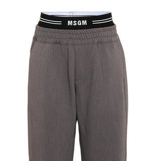 MSGM Pantaloni Grigi A Gamba Dritta F6MSJBPA237/104 Per Bambino