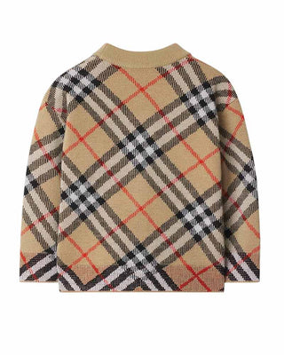 Burberry Cardigna beige in lana con fantasia Check 8104312