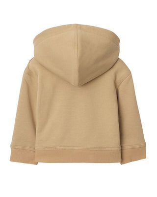 Burberry Felpa beige con cappuccio, zip e finiture Check 8108854