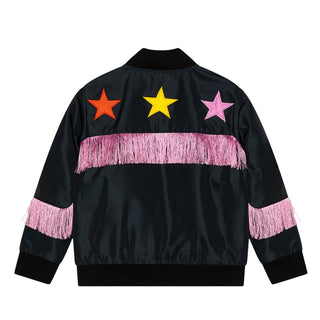 Stella Mccartney Giubbino nero con frange e stelle TV2B57-Z2327