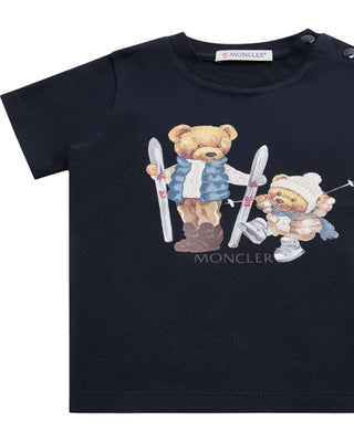 Moncler T-shirt blu navy in jersey con stampa K29518C00008B