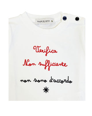 Manuel Ritz T-shirt bianca in jersey da neonato MR2816B