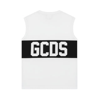 Gcds Canotta Bianca In Jersey Con Logo Z0UKQC586J105/100B