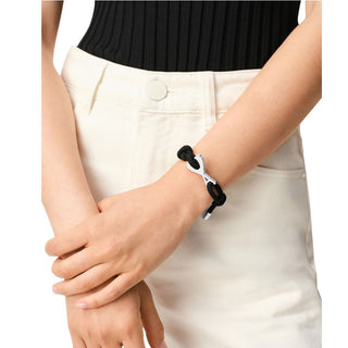 Amis Paris Bracciale Ami De Coeur In Ottone Argentato Con Cordoncino Nero UJW456.HW0021