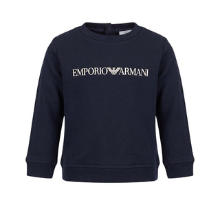 Emporio Armani Felpa Girocollo Blu Navy Per Neonato 8NHMR6