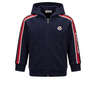 Moncler Felpa Blu Con Zip E Cappuccio Per Neonato I29518G00009
