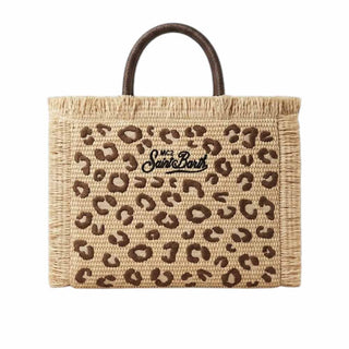 Mc2 Saint Barth Borsa Colette In Tessuto Effetto Paglia Con Motivo Leopardato COL0017/00349L