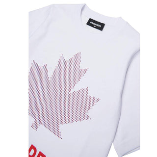 Dsquared2 T-shirt Girocollo Bianca Con Stampa DQ3434-D0AJ5-DQ100 Per Bambini