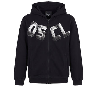 Disclaimer Felpa Nera Con Zip E Cappuccio 26IDK59103N Per Bambini