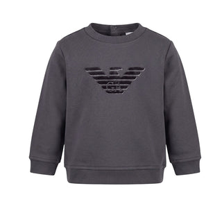 Emporio Armani Felpa Girocollo Grigia Per Neonato 6KHM93