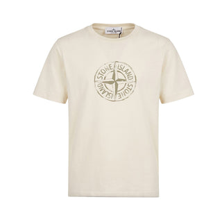 Stone Island T-shirt Panna Con Stampa L2S162100006/V0097 Per Bambino