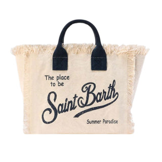 Mc2 Saint Barth Borsa Colette In Canvas Panna Con Logo COL0001/02564L
