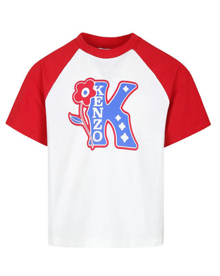 Kenzo T-shirt avorio in jersey da bambina K60757
