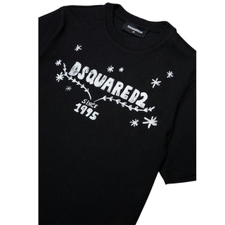 Dsquared2 T-shirt Nera Con Stampa DQ3445-D0AJ1-DQ900 Per Bambina