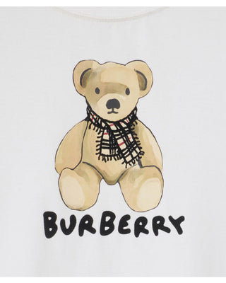 Burberry T-shirt bianca in jersey con orsetto Thomas 8112389