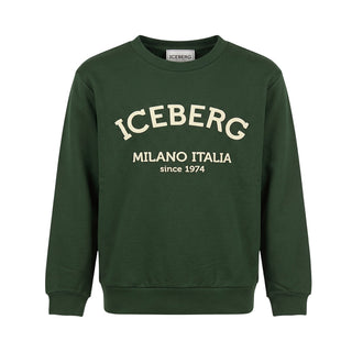 Iceberg Felpa Girocollo Verde Con Logo MFICE7334J-V8 Per Bambini