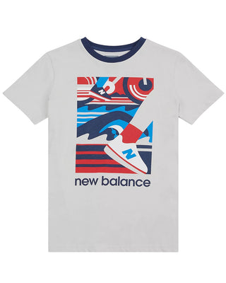 New Balance T-shirt grigia a maniche corte con stampa LAKB0018