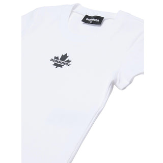 Dsquared2 T-shirt Bianca A Costine Con Logo DQ3160-D0AGG-DQ100