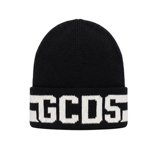 GCDS Cappello Nero In Misto Lana C2UJQN595K347/999A Per Bambini