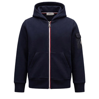 Moncler Felpa Blu Navy Con Zip E Cappuccio Per Bambino K29548G00026