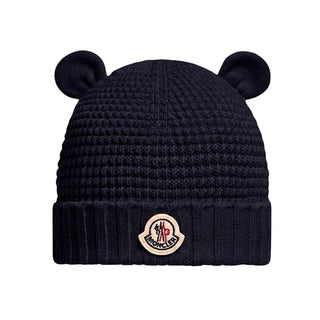Moncler Cappello Blu In Lana Con Orecchie L29513B00005-742 Per Neonato