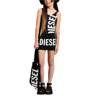 Diesel Copricostume Nero Con Logo Per Bambina J02736-KYAG8-K900